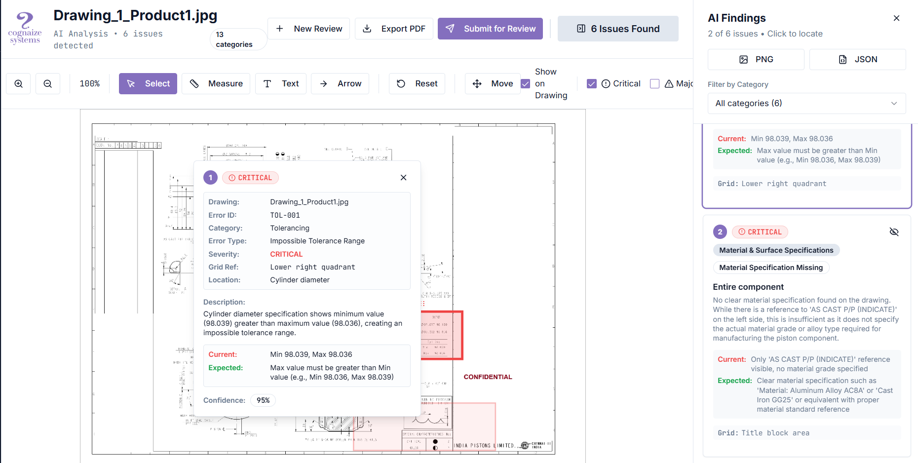 Design Intelligence finding detail view